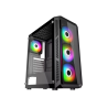 Frontier Hermes HE19A Black ATX Case W/ Tempered Glass, 4 LED Fans
