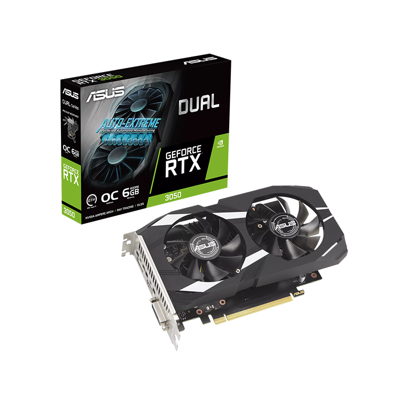 ASUS RTX 3050 6GB 96BIT GDDR6 DUAL-06G (DVI HDMI DP)